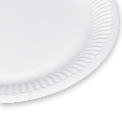 Idena 50160 - Piatto Party Bianco, 200 Pezzi,⌀ 23 cm, Certificato FSC, Piatto di Carta 100% compostabile, per Feste, Barbecue e Picnic